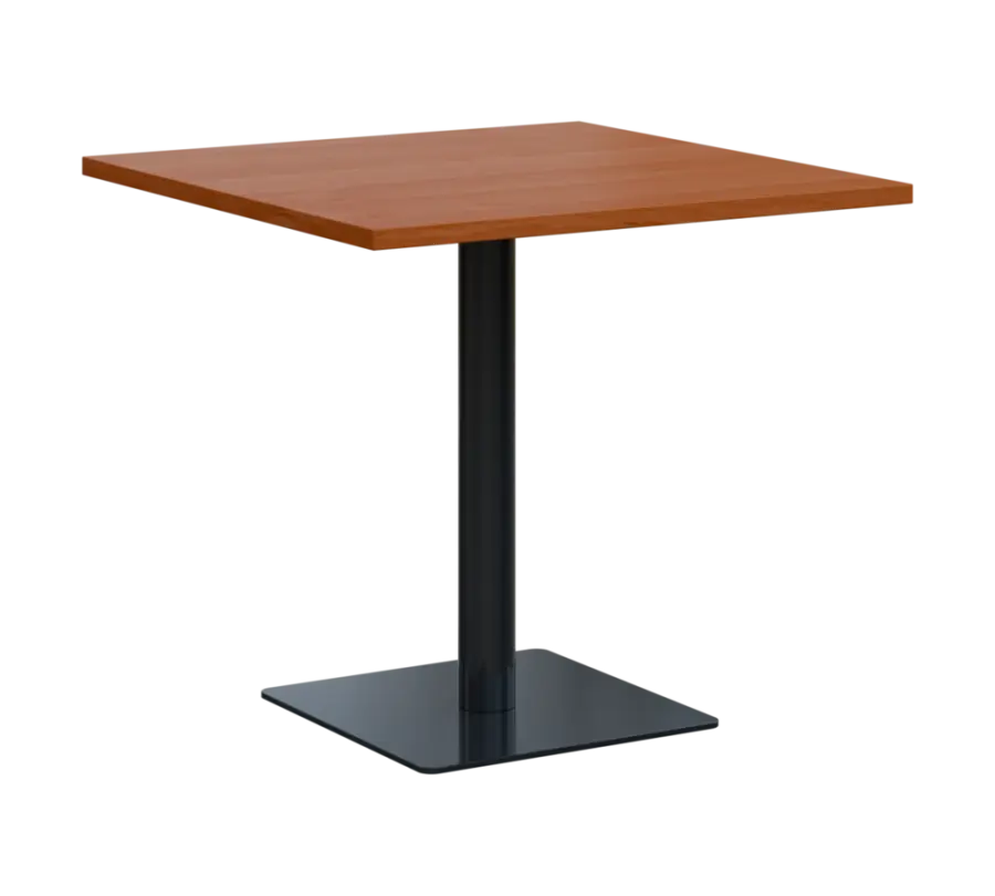 SQT 450 - 3 stůl hranlatý, deska 800x800 mm, síla 25 mm, trubková noha černá, olše jantar